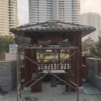 亭子户外角亭庭院纯石制亭仿古四亭子花简易喷园漆防腐木色138凉