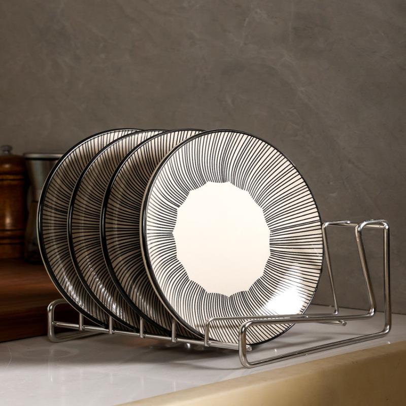 04不钢RYC碟子沥水架子锈晾碟盘子砧板架碟3收纳厨房置物架6-9格