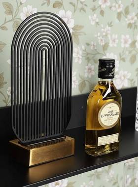 简约金属黑色屏ES-A6496风摆件样房意售楼板部书装房客厅家居桌面