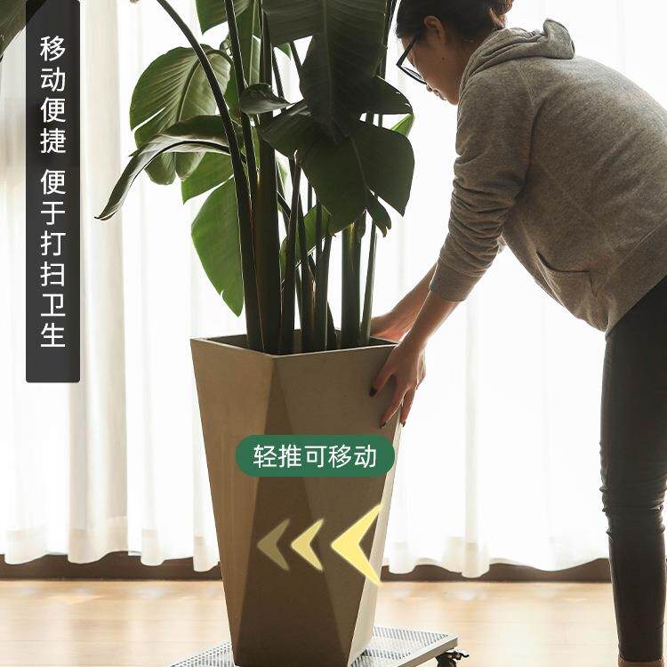 万长厚方形移花盆托盘铁艺带轮滚轮向轮透气加大号四99998729动方