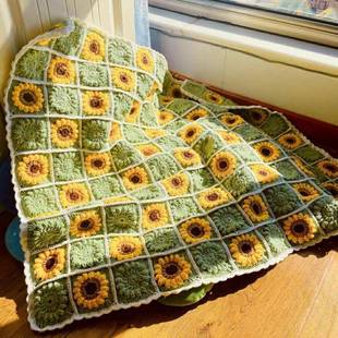 编织向葵yoYuMCiP花日毯材料手工diy打发时间孕拼妈毯包勾针