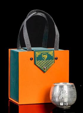 茶具品大MTO师手工心经主人鎏杯真银礼包银瓷银茶盏单手工建盏杯