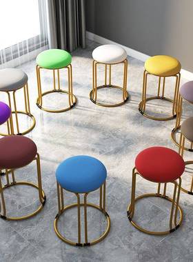 简易凳子家用厅加厚凳可摞叠客钢管餐桌圆凳88764网轻红高时尚奢