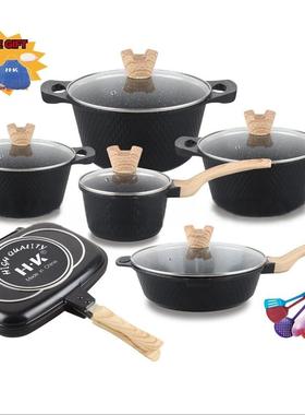 NEW新款小钻23pcs件套NNX麦小钻不粘锅具陶瓷饭石石铝锅套装P钻OT