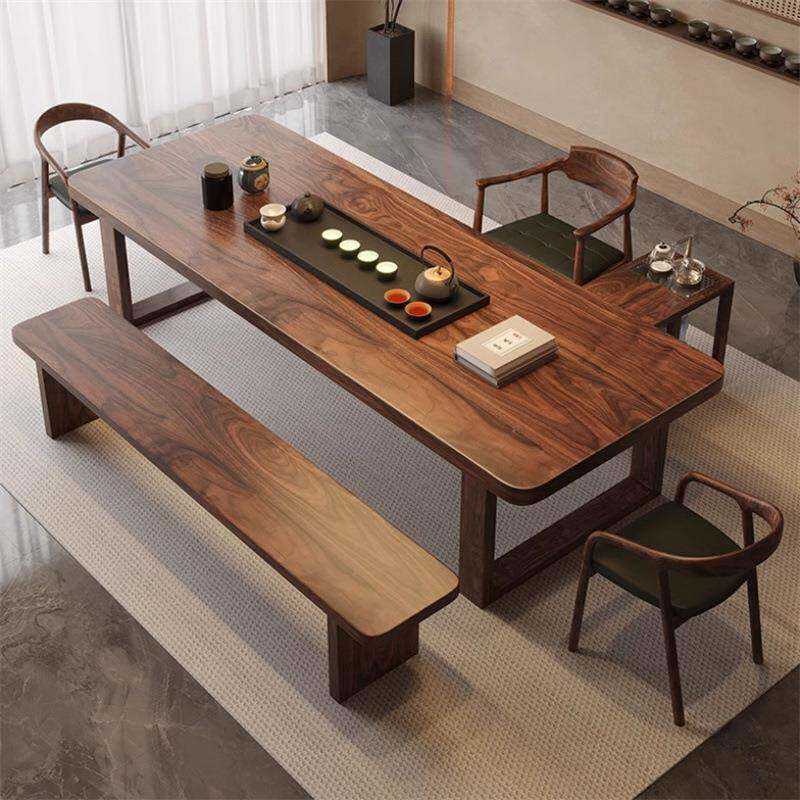 南美MUY胡木全实木茶桌椅桃组合中式高档家用泡桌新茶喝一体原木