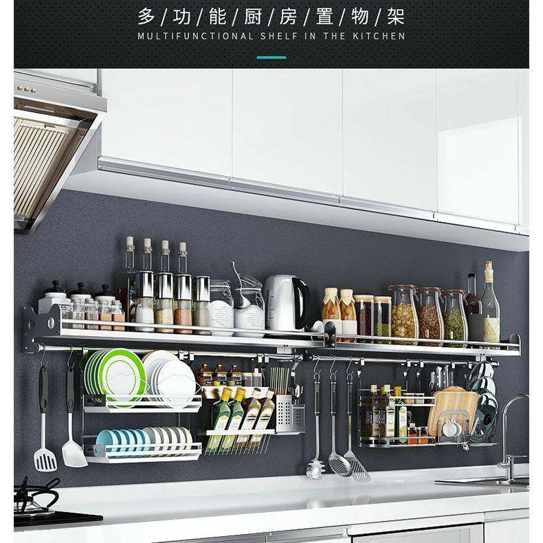 34新隔板架不锈钢厨房置物壁挂式调味料架碗碟收纳架挂架盘0子挂