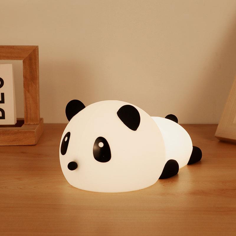 熊猫胖硅胶灯拍拍小夜灯KWV卧室睡眠婴儿喂奶护眼儿童伴睡充达电