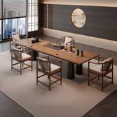 吉室新中式 实FED木板大办赠公茶桌椅组合商务风茶室原木茶台2025