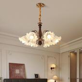 法中古风花朵吊灯厅复古式 奶油风实木客厅878主灯创卧意美式 室餐
