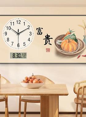 2205新款安喜乐餐平厅历装饰画家用万年电QWI子时钟客厅挂墙钟表