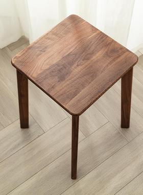 5简V北美可黑胡桃餐凳实木客厅休闲成人椅现放代约叠ZDJ化妆凳方