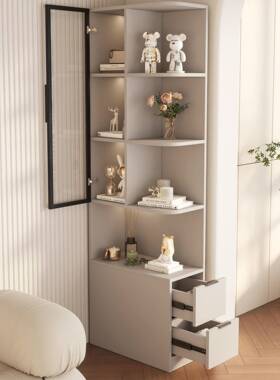 实木沙BYV边发几小厅户型客落高柜家用简约窄角缝收纳置物柜转角