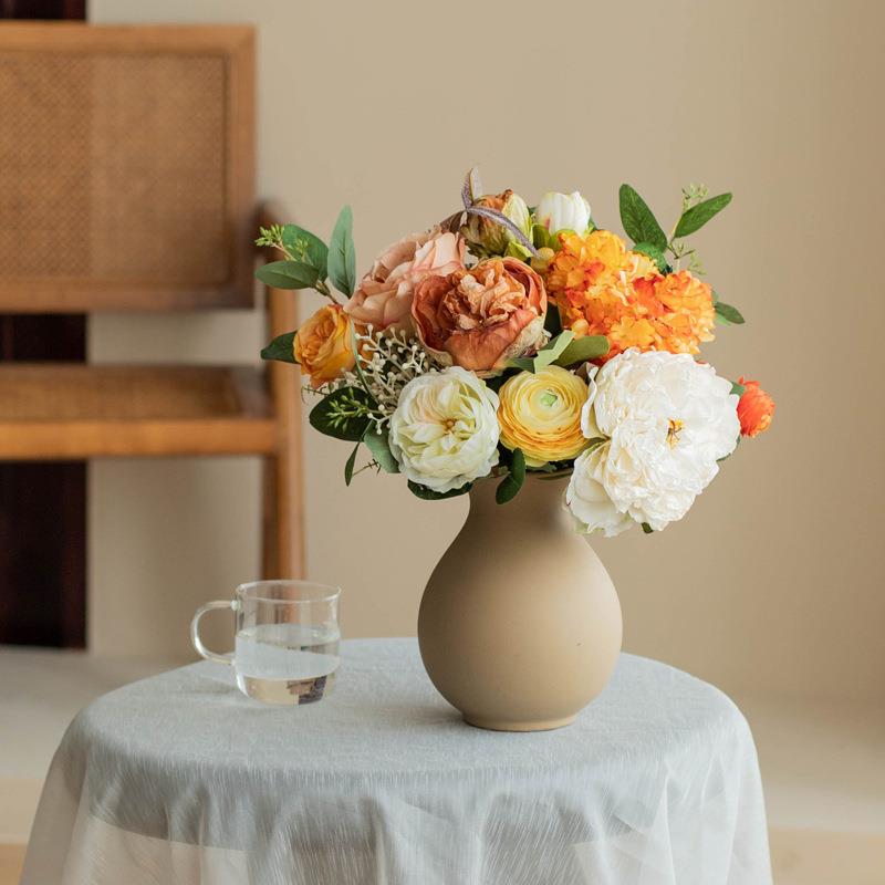 南十高字星307轻奢端仿真桌花件客厅花束假花摆设摆蝴蝶兰餐装饰