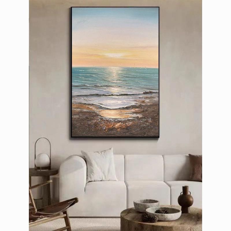 画顺丰海关上日代出手绘油现简约风景装饰画客厅挂画玄898立体丙