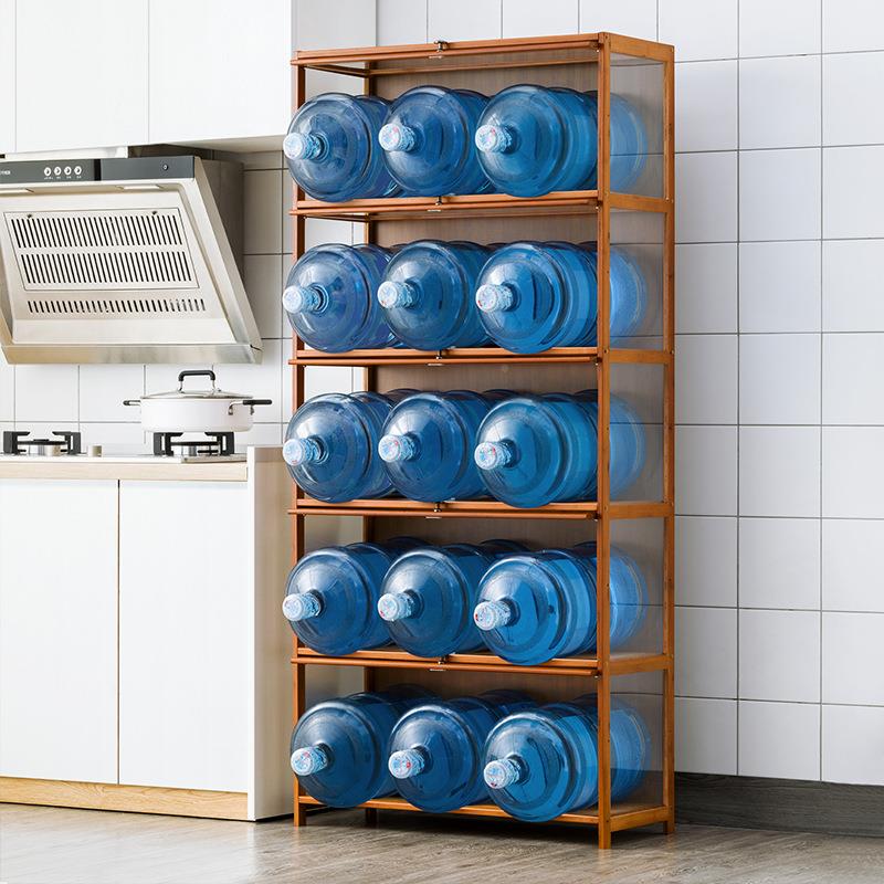 厨346房用品功收纳柜子落地多多能置物架带厨门具餐层具储物柜书