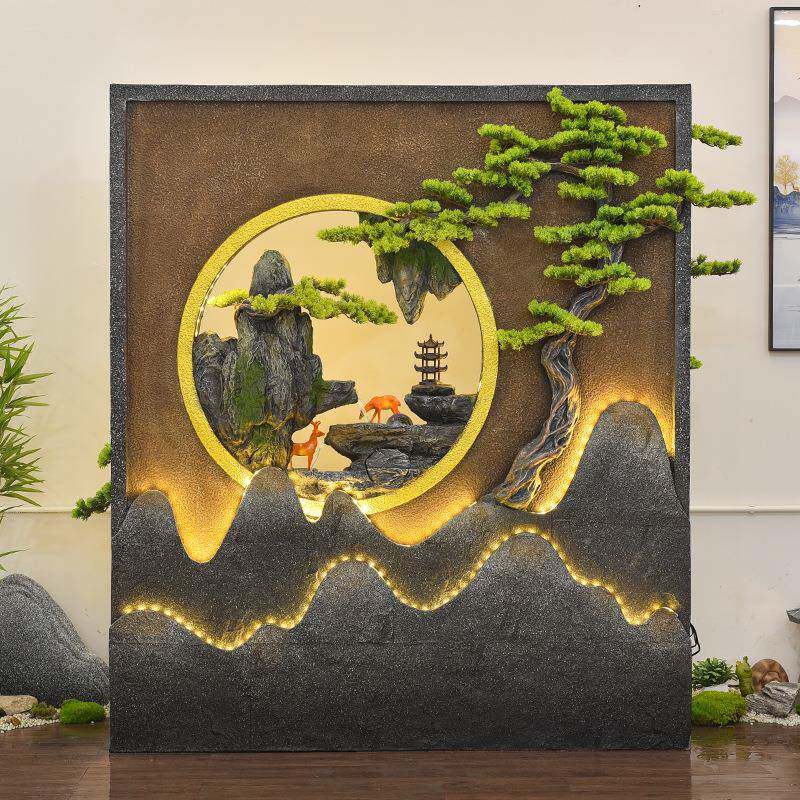 双面水幕墙流屏风喷酒店庭院观鱼池隔断风水轮景招水财假山CCM泉