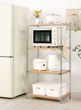 厅地书架日式约多层收纳置客物架落厨房微波炉储物展UTF示架简原