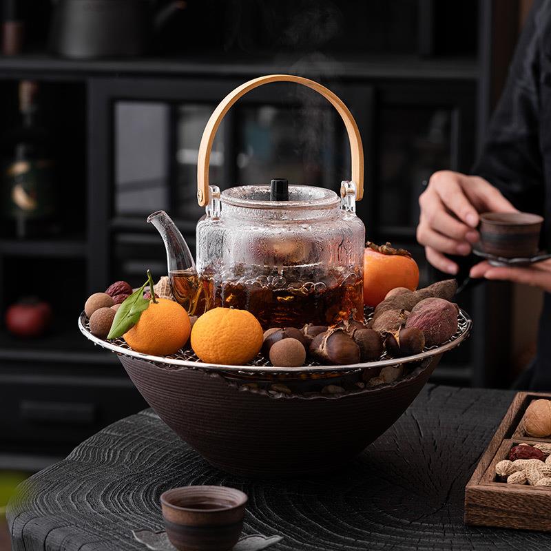 围煮茶家用室内烤红薯电陶炉小型炉日式茶壶煮茶器煮茶套装一952