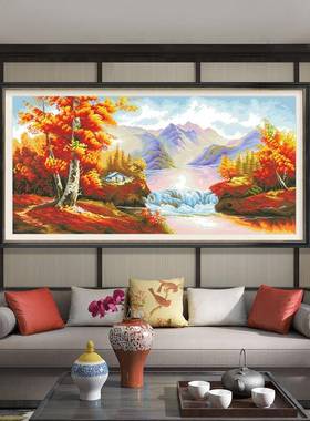 十山字绣2025新绣款线金色富锦客厅水风工景手简单自UVG己绣大气