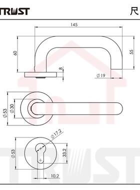 信T01S-TH001SS拉不锈钢面板锁配不锈钢70245手P欧式室内华门锁执