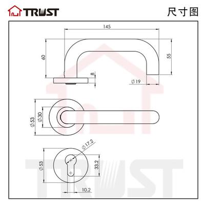 信T01S-TH001SS拉不锈钢面板锁配不锈钢70245手P欧式室内华门锁执