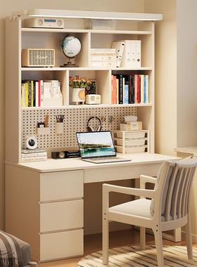 实LMF木书桌书架书柜一体儿童学桌现代简约学生写习字课台家用带