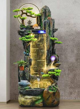 地假山循环水喷泉厅景观风水轮流水店面招财客电落柜旁造景视BGY