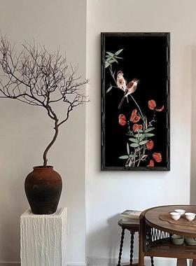 节鼎川中画古风客厅玄关装饰画节走高升竹子QTI仙鹤挂复古书房廊