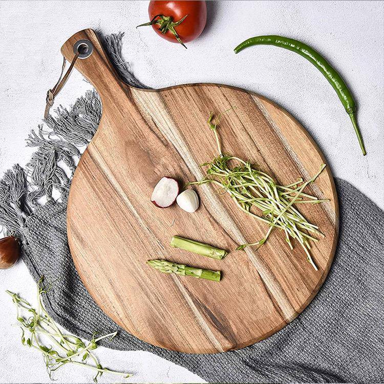 源头工厂简木约时尚相木砧思板质厨板房面包披萨铲子带手柄TFF圆