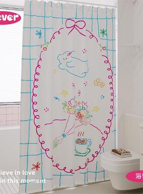 孔室浴打卫生隔断洗澡门帘免淋浴间法式浴帘防水防霉套间PBV装插