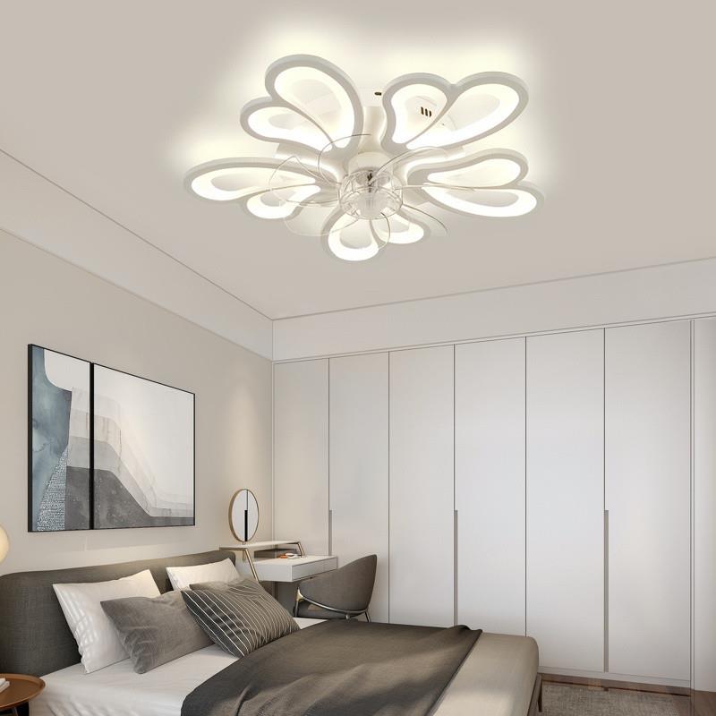 w%智能摇头卧风扇灯led房间吸顶室灯餐扇厅DSE隐形风控灯语音制一