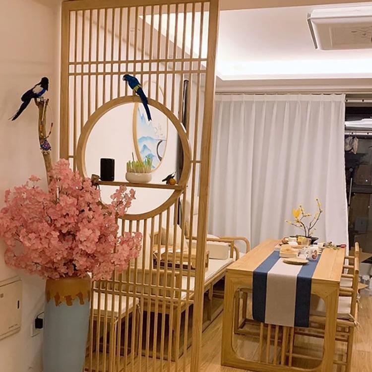 477中原木格栅隔日式实木屏式风客厅代现简约入户玄关推拉门垒德