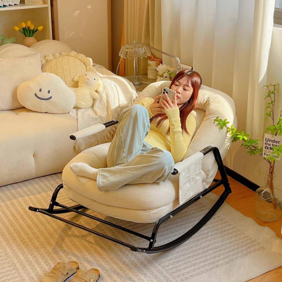 人摇椅家用客LUG厅椅休闲折叠躺阳台午睡椅子单人懒红卧室网摇摇