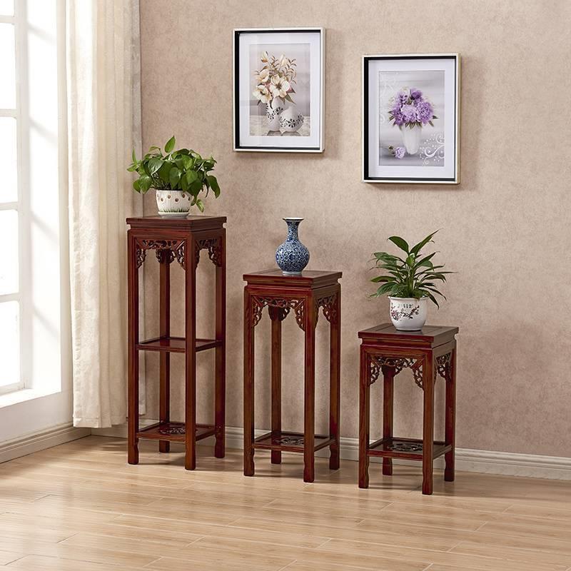 绿客厅UKG花架木中式榆木仿古花架子多层室内萝盆实景方