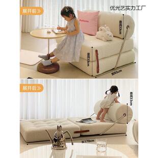 单沙发小型户客厅豆腐块吉卧室沙塔发床家用折叠两81061用可人折