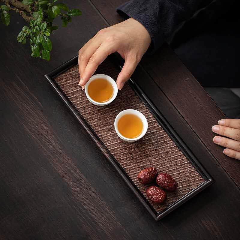 日式檀竹藤壶面托承盘竹篾席茶托盘宋茶盘LKK竹制席面干泡壶垫茶