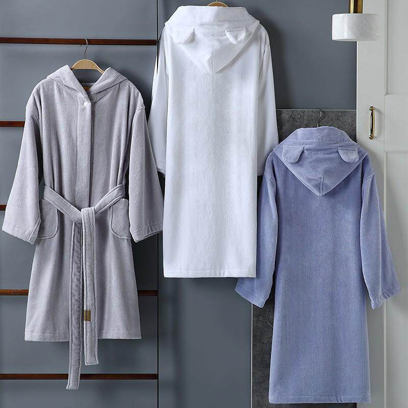 Q3Y纯棉A类毛巾儿童浴袍吸水男女孩大童浴衣浴巾斗篷带帽小孩洗澡
