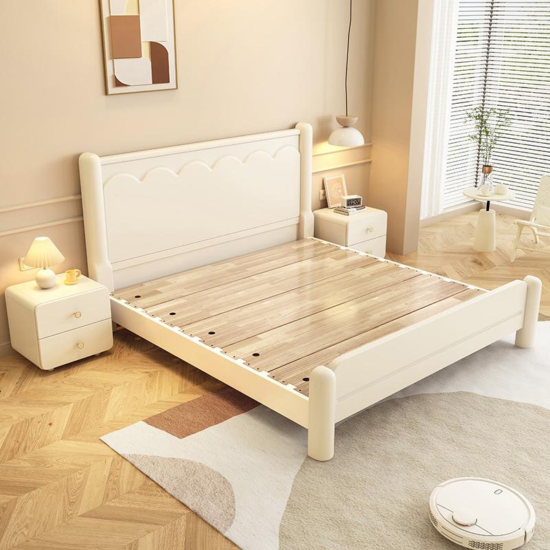 法式油A06风白色18m实木床简约现奶代主卧1.5m.双人小户型储物婚