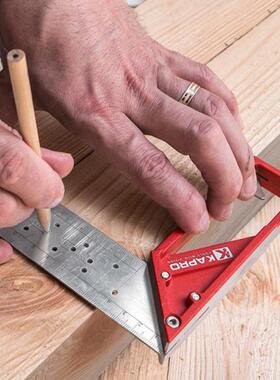 以色列角KO353APR不锈钢直尺洞洞尺45度90度木工尺角标注钢尺划线