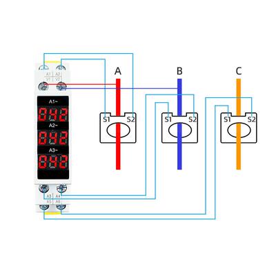 A-3R导轨式电安装模0块化三项数显交流B电流表子电工仪表50410A