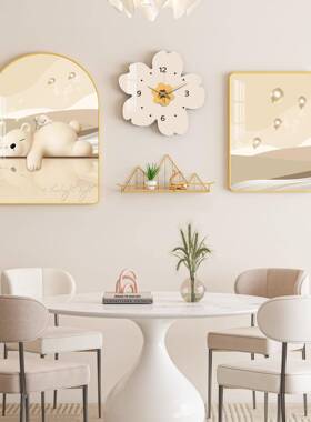 温馨餐厅装饰画北欧饭厅餐2-E1创景桌钟挂画意墙面组合画表文艺背