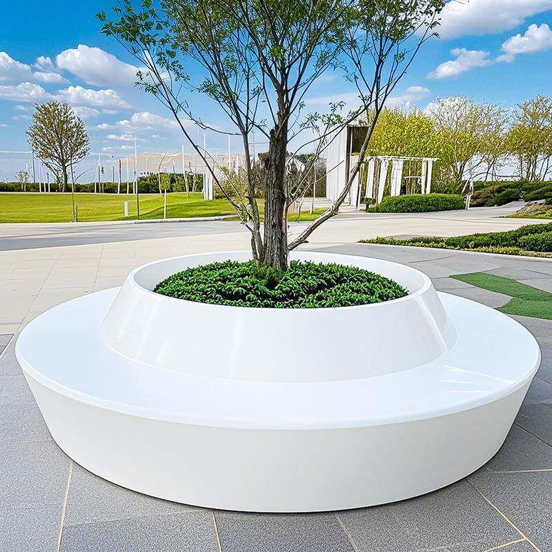 玻璃钢圆形池坐凳面户外公园木小区广花场街区坛种001植树池景观