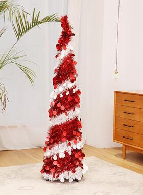 亚马逊跨境家庭圣诞节饰装饰品SYCT44折叠伸色缩双毛条树装摆件