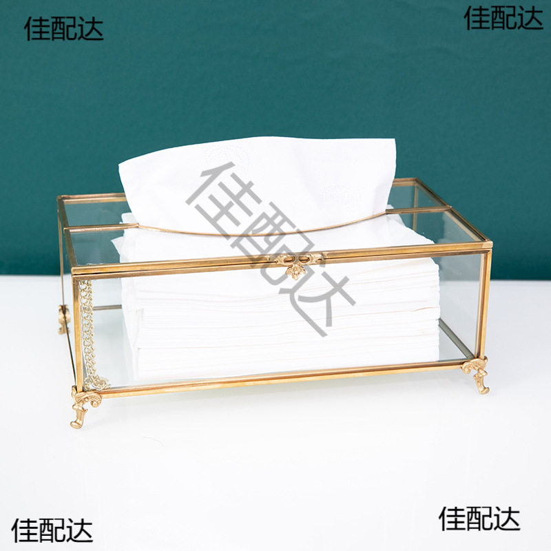 复古黄玻璃桌面纸巾盒