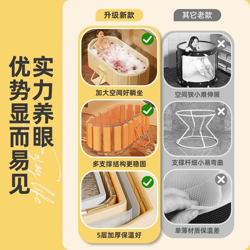 圈奇泡澡桶大人612超浴算恒温折划叠免安装新款大号家浴缸用成人