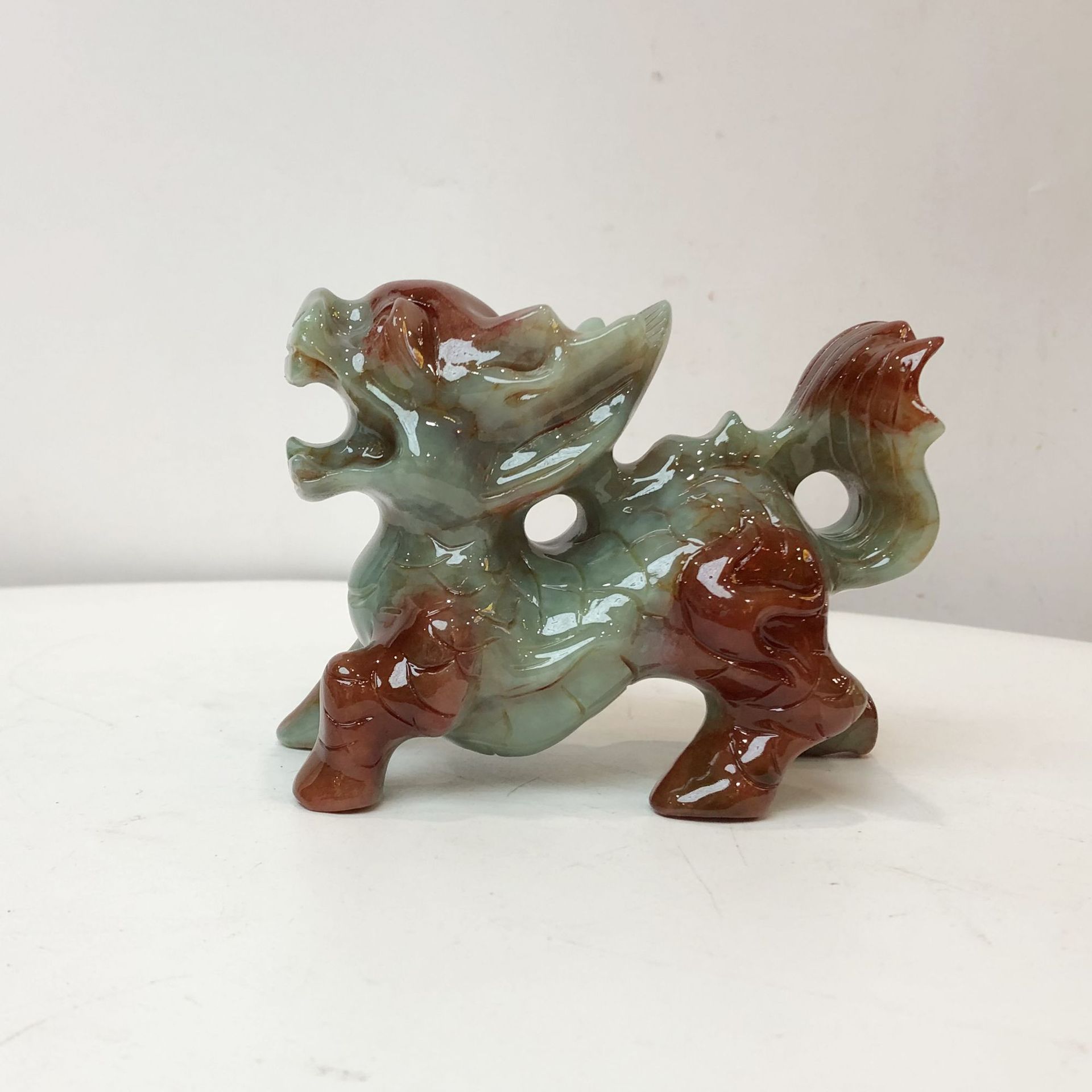 钰程本命年玉器 13厘米岫岩玉火麒麟摆件小号吉祥如意