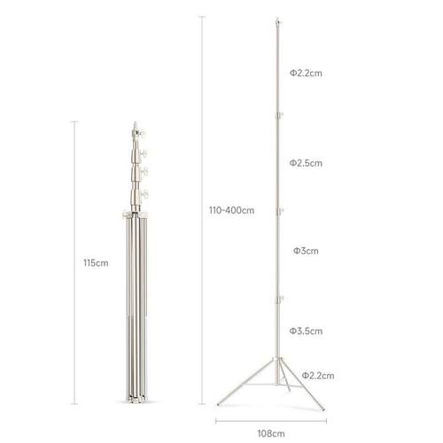 4M不锈钢灯架重型光置弹簧大锈管径影视直397播补灯落地不钢三脚