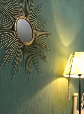 金银色太阳形简电视沙壁发背墙镜欧式装饰镜挂子景SH200玄关台炉