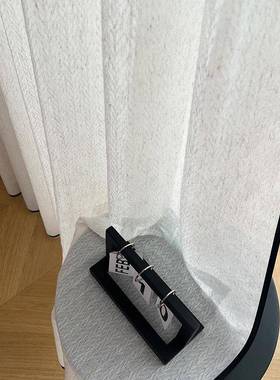 中LUI古人字亚麻纱法客式复风古透光不透窗纱厅阳台黑边鱼骨亚人