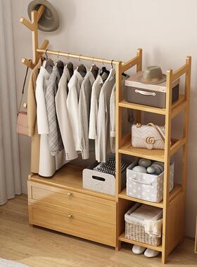 QJL挂衣架落地卧家用收纳室储柜床边衣晚上放衣服多物功能奶油风